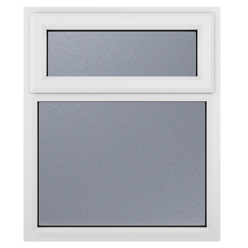 uPVC Window White Obscure Top Hung Fixed Light