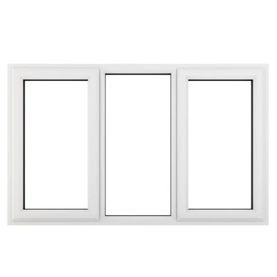 uPVC Window White Triple Clear L&RH Side Hung Fixed Centre