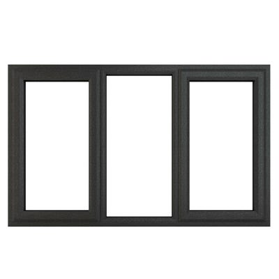 uPVC Window Grey Triple Clear L&RH Side Hung Fixed Centre