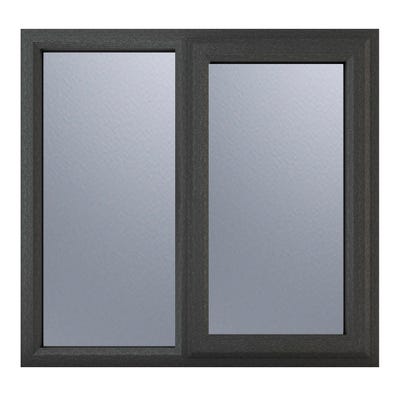 uPVC Window Grey Triple Obscure RH Side Hung Fixed Light