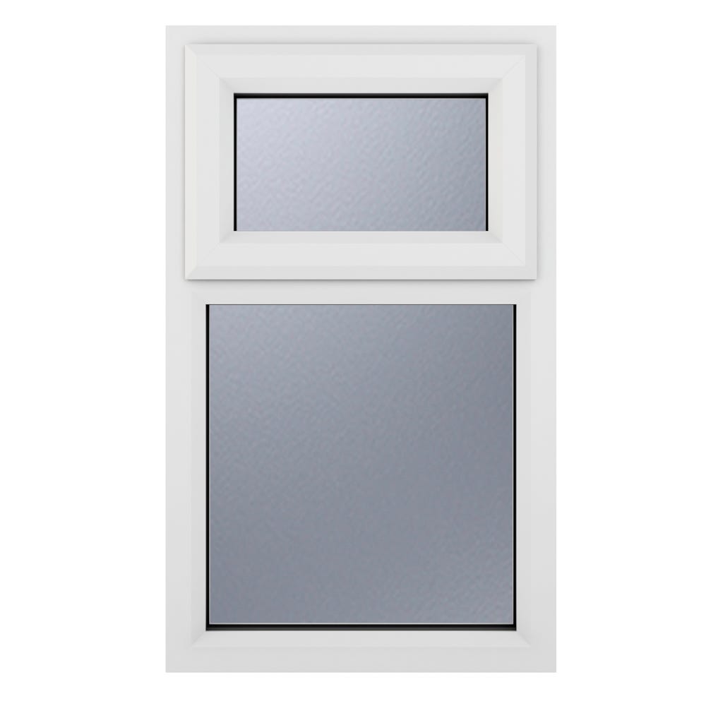 uPVC Window White Triple Obscure Top Hung Fixed Light