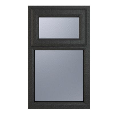 uPVC Window Grey Triple Obscure Top Hung Fixed Light 610 x 965mm