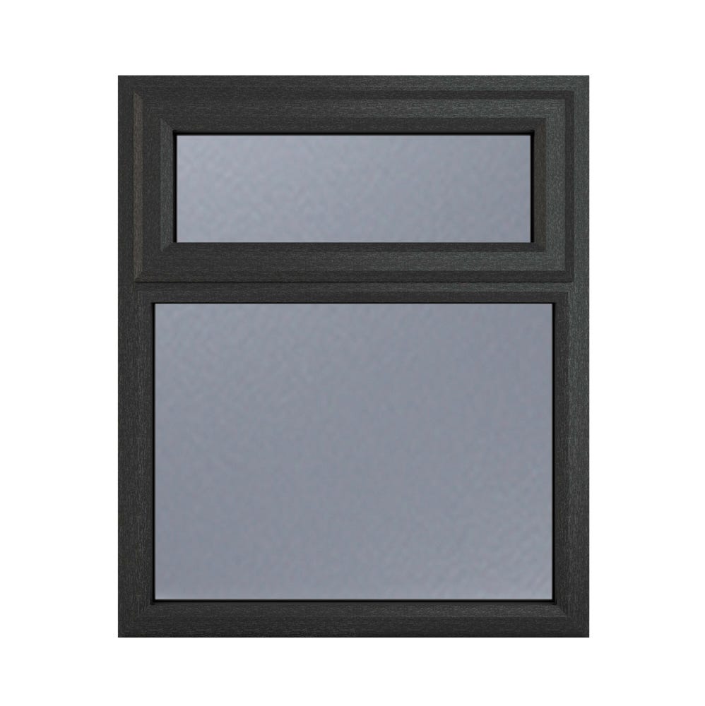 uPVC Window Grey Triple Obscure Top Hung Fixed Light 905 x 965mm