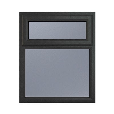 uPVC Window Grey Triple Obscure Top Hung Fixed Light