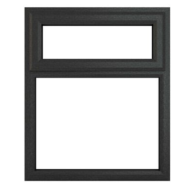 uPVC Window Grey Triple Clear Top Hung Fixed Light 905 x 1040mm