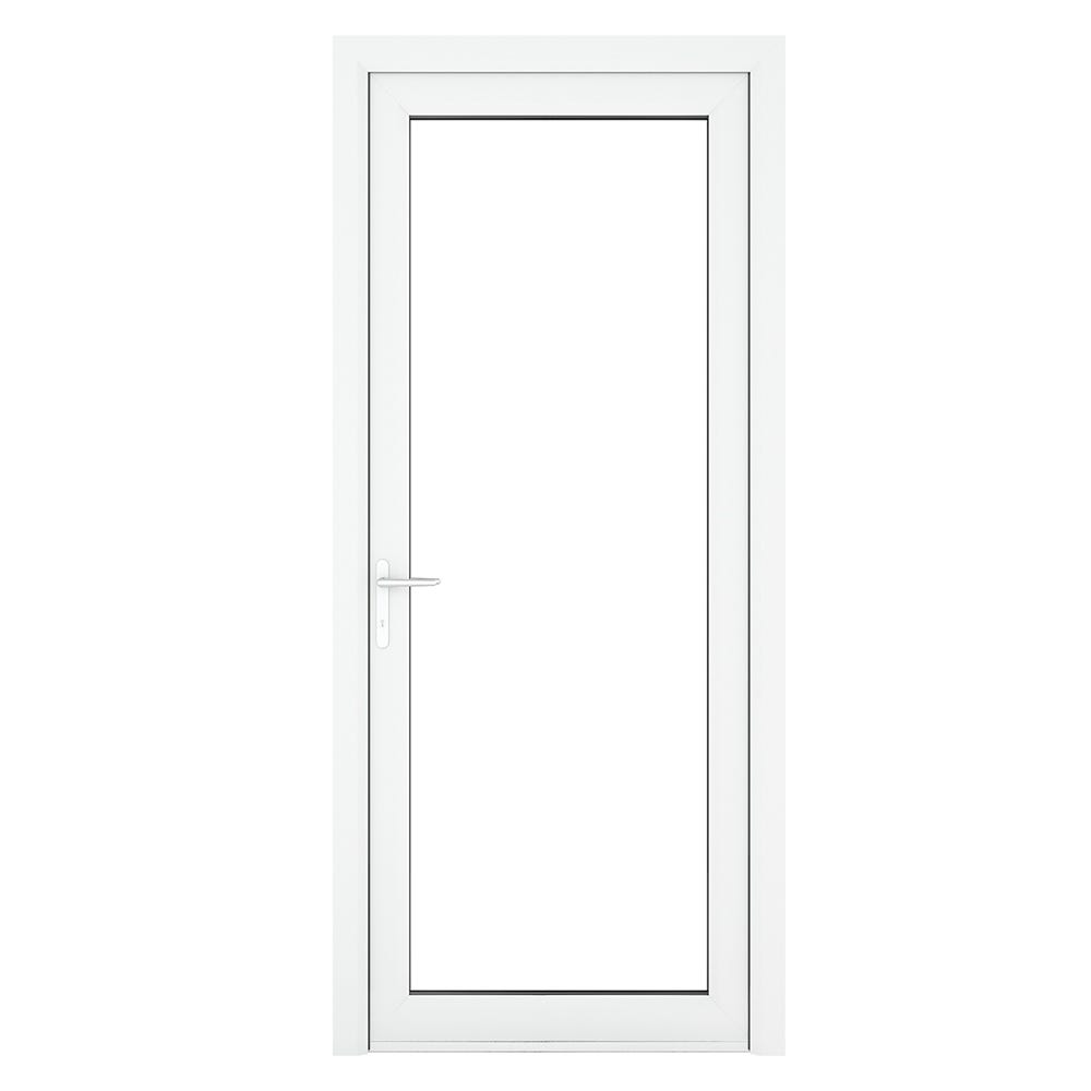 uPVC White Clear Single Door Full Glass 840 x 2090mm