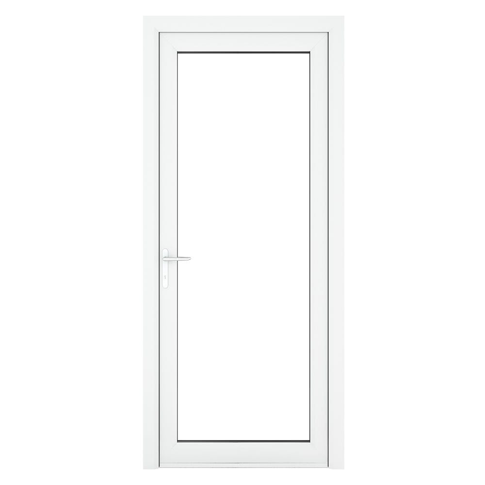 uPVC White Clear Single Door Full Glass 890 x 2090mm