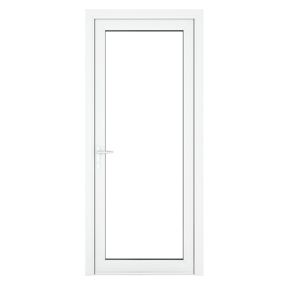 uPVC White Clear Single Door Full Glass 920 x 2090mm