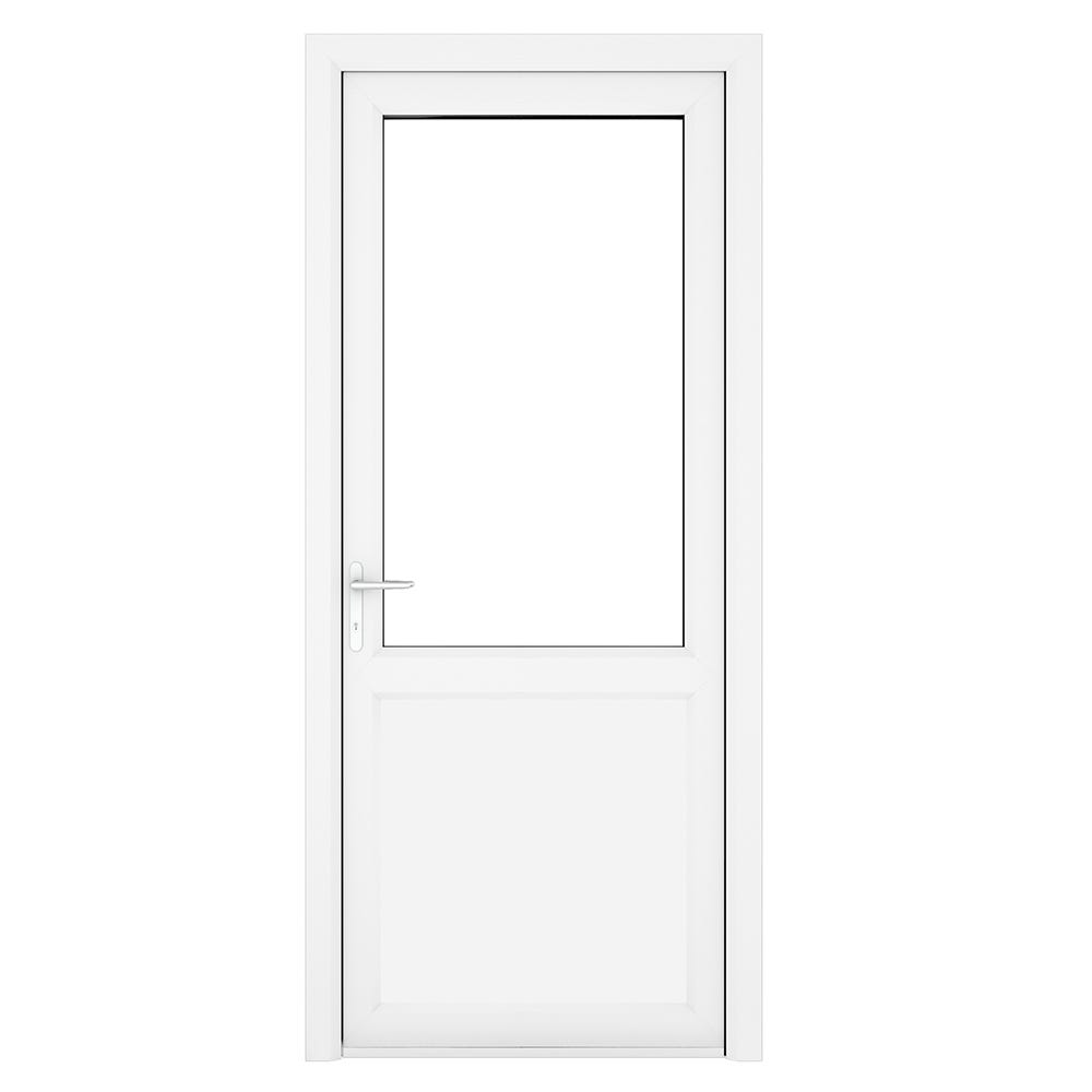 uPVC White Clear Single Door Half Glass 840 x 2090mm