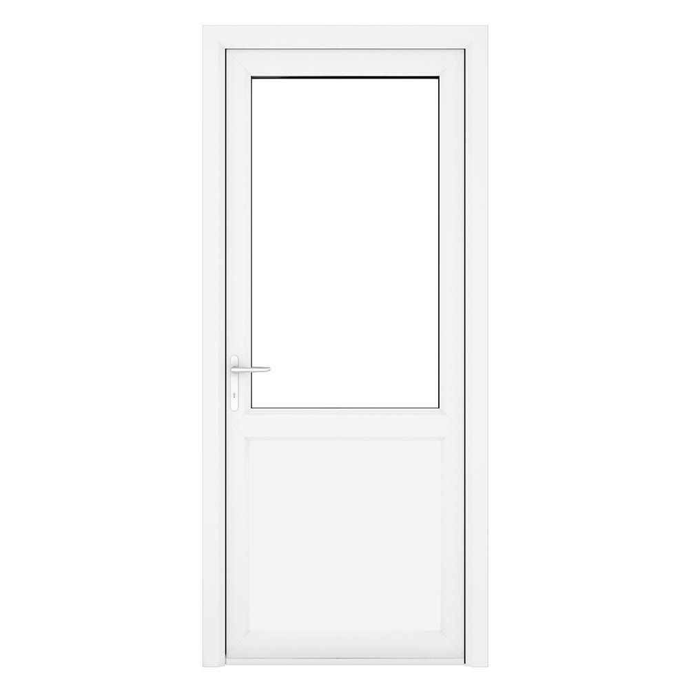 uPVC White Clear Single Door Half Glass 890 x 2090mm