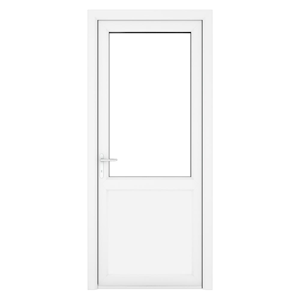 uPVC White Clear Single Door Half Glass 920 x 2090mm