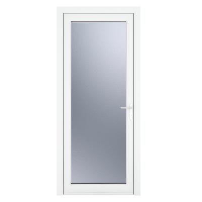 uPVC White Obscure Single Door Full Glass 840 x 2090mm