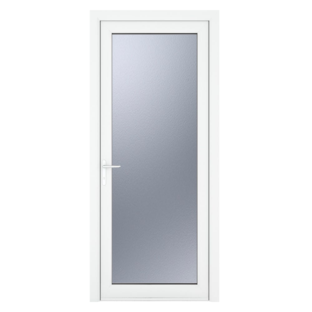 uPVC White Obscure Single Door Full Glass 920 x 2090mm