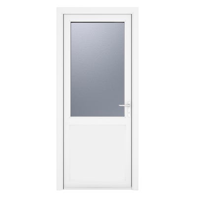 uPVC White Obscure Single Door Half Glass 840 x 2090mm