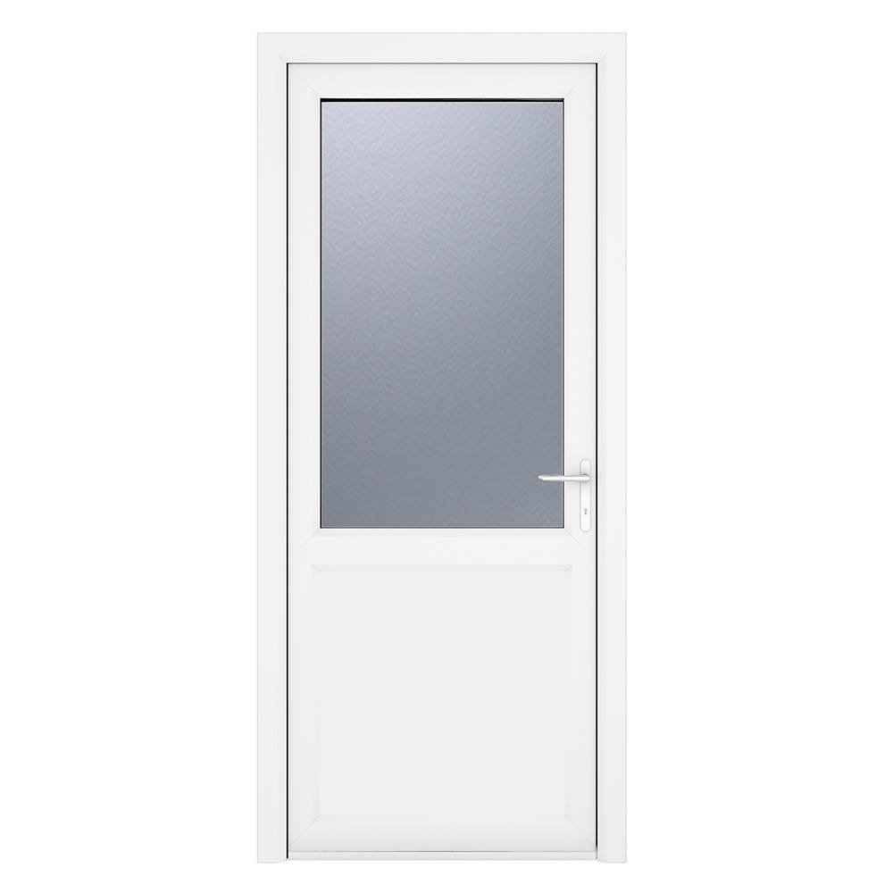 uPVC White Obscure Single Door Half Glass 920 x 2090mm