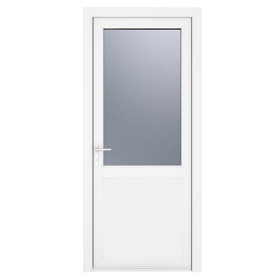 uPVC White Obscure Single Door Half Glass 890 x 2090mm