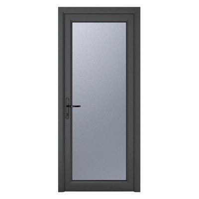 uPVC Grey Obscure Single Door Full Glass 920 x 2090mm