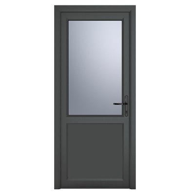 uPVC Grey Obscure Single Door Half Glass 920 x 2090mm