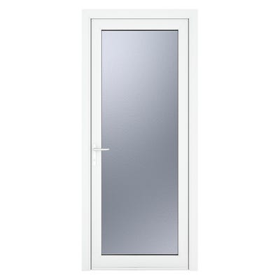 uPVC Triple Glazed Obscure White Single Door Full Glass 840 x 2090mm