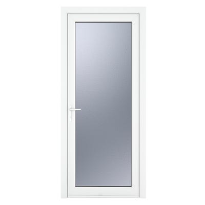 uPVC Triple Glazed Obscure White Single Door Full Glass 890 x 2090mm
