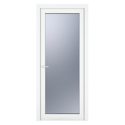 uPVC Triple Glazed Obscure White Single Door Full Glass 920 x 2090mm