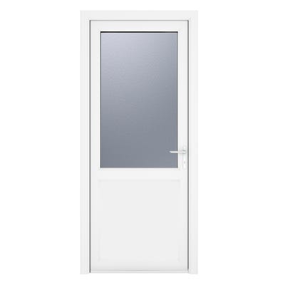 uPVC Triple Glazed Obscure White Single Door Half Glass 840 x 2090mm