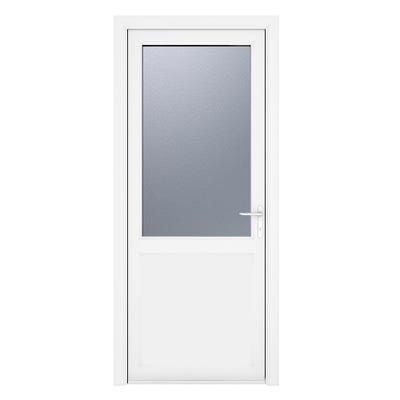 uPVC Triple Glazed Obscure White Single Door Half Glass 890 x 2090mm