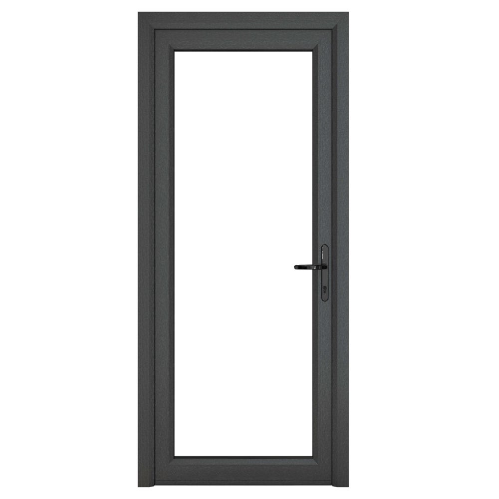 uPVC Triple Glazed Clear Grey Single Door Full Glass 890 x 2090mm