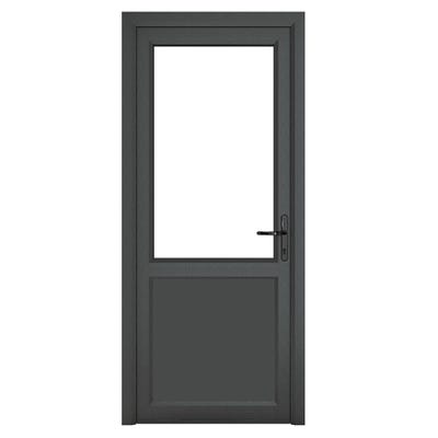 uPVC Triple Glazed Clear Grey Single Door Half Glass 890 x 2090mm