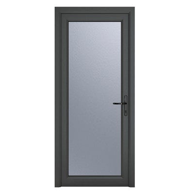 uPVC Triple Glazed Obscure Grey Single Door Full Glass 840 x 2090mm