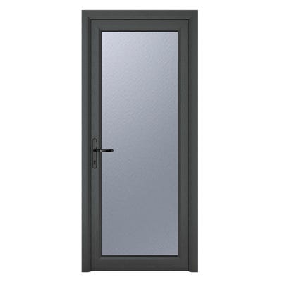 uPVC Triple Glazed Obscure Grey Single Door Full Glass 920 x 2090mm