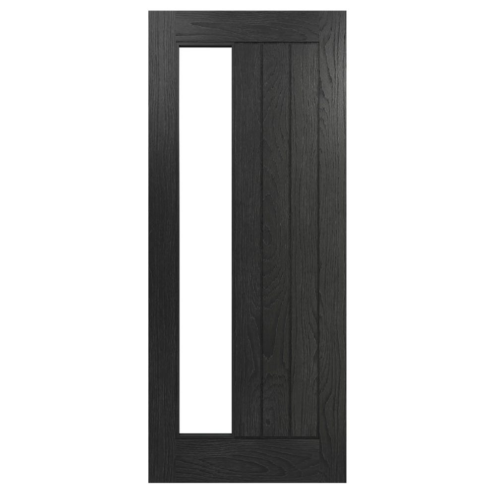 Deanta Internal Black Oak Ely 1SL Clear Glazed Door 1981 x 610 x 35mm