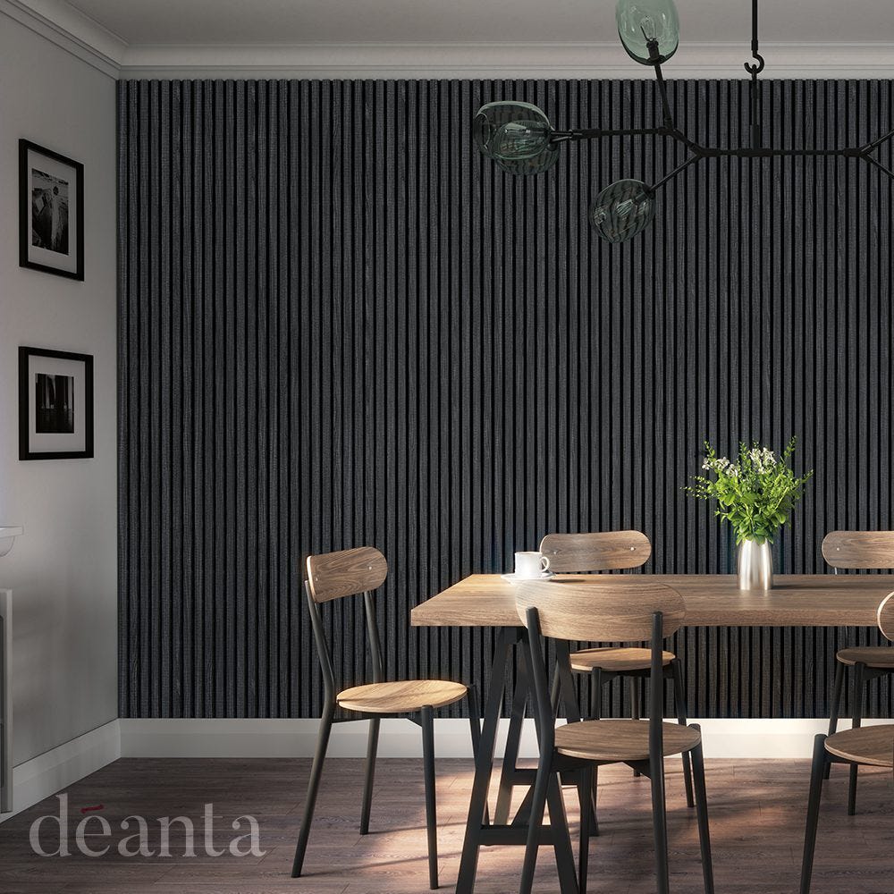 Deanta Immerse Acoustic Wall Panel Dark Grey Ash 2400 x 600mm