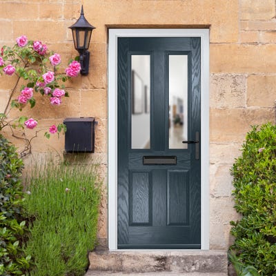 Crystal Carnoustie 2L Clear Anthracite Composite Door Set 890 x 2090mm