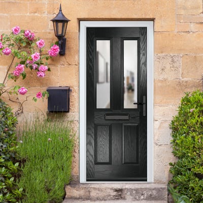 Crystal Carnoustie 2L Clear Black Composite Door Set 920 x 2090mm