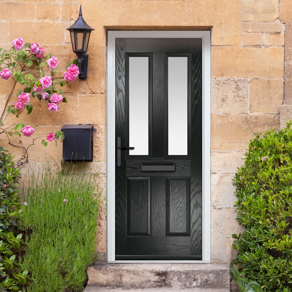 Crystal Carnoustie 2L Stippolyte Black Composite Door Set 920 x 2090mm