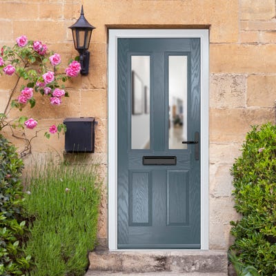 Crystal Carnoustie 2L Clear Slate Grey Composite Door Set 920 x 2090mm