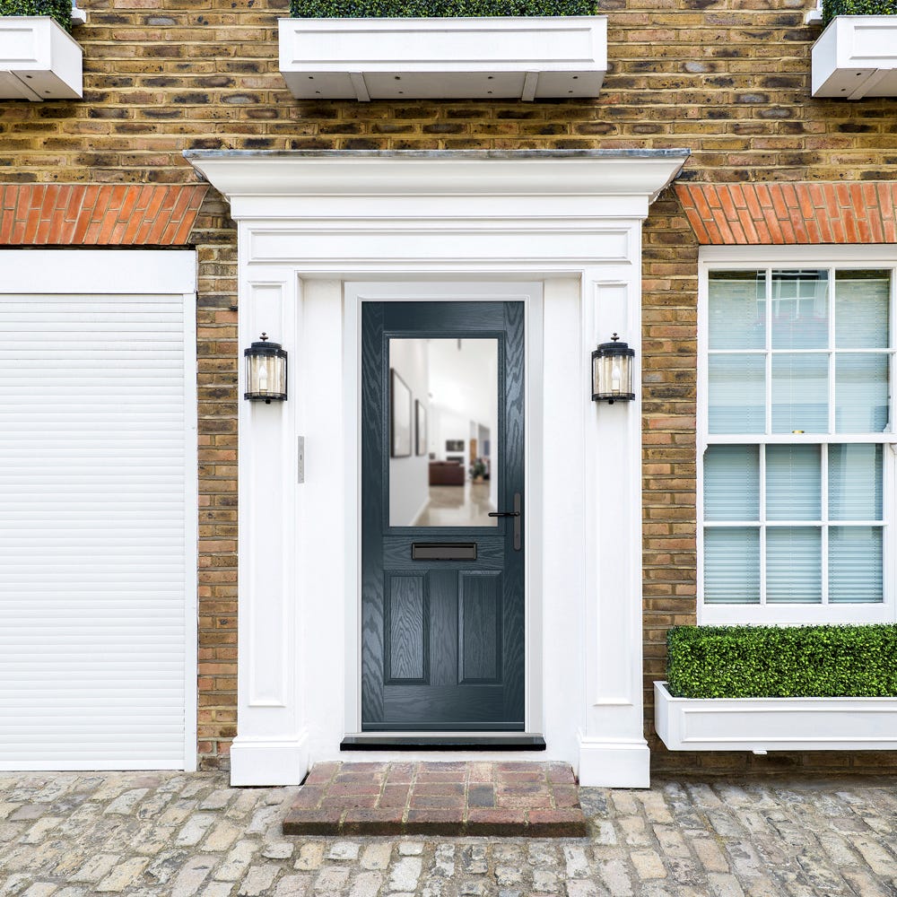 Crystal Lytham 1L Clear Anthracite Composite Door Set 890 x 2090mm