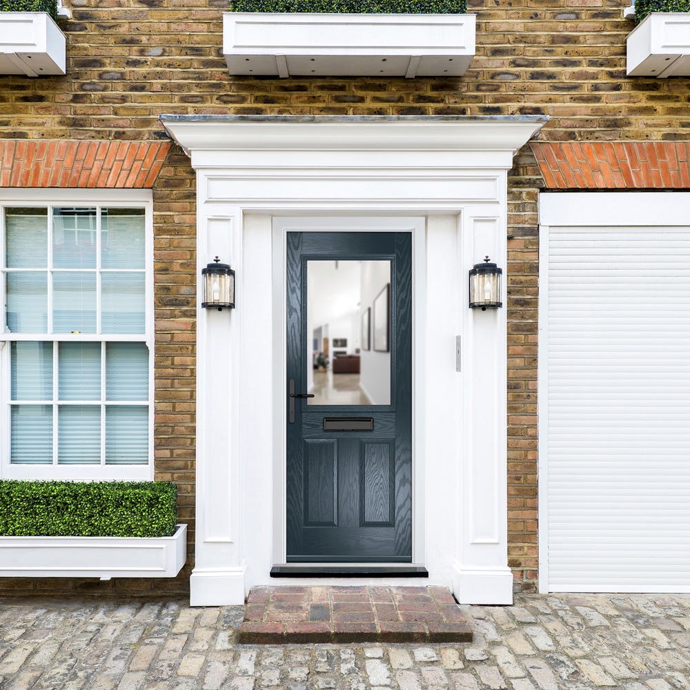 Crystal Lytham 1L Clear Anthracite Composite Door Set 920 x 2090mm