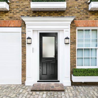Crystal Lytham 1L Stippolyte Black Composite Door Set 920 x 2090mm