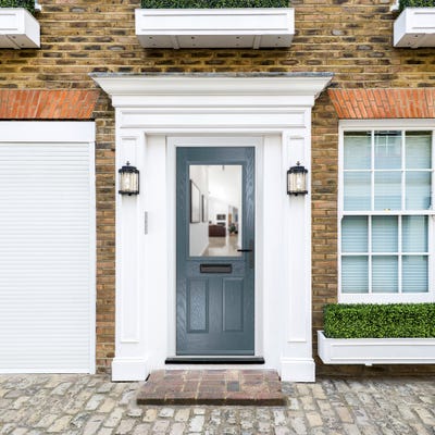 Crystal Lytham 1L Clear Slate Grey Composite Door Set 920 x 2090mm