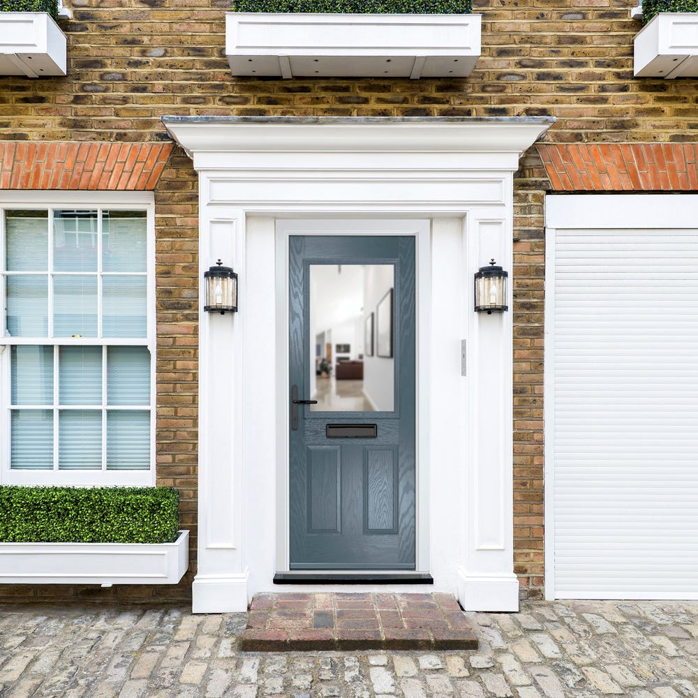 Crystal Lytham 1L Clear Slate Grey Composite Door Set 890 x 2090mm