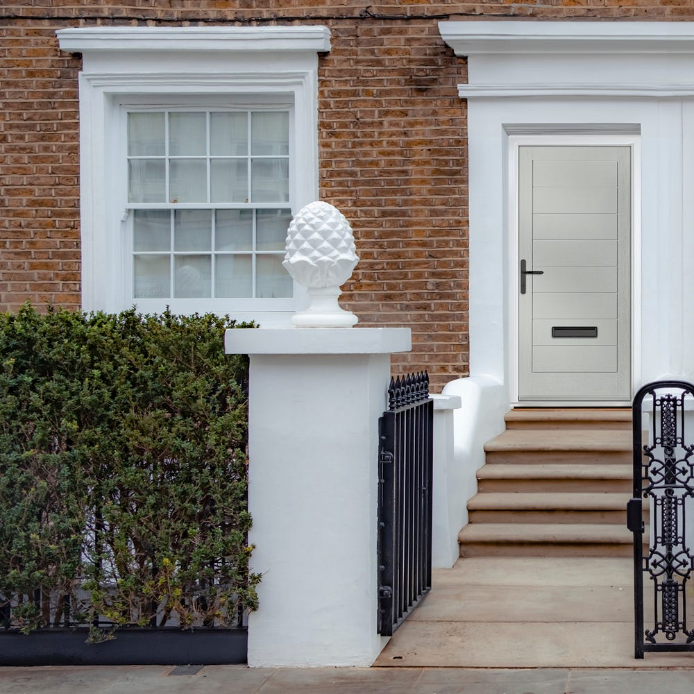 Crystal Monza Solid 8 Panel Agate Grey Composite Door Set 890 x 2090mm