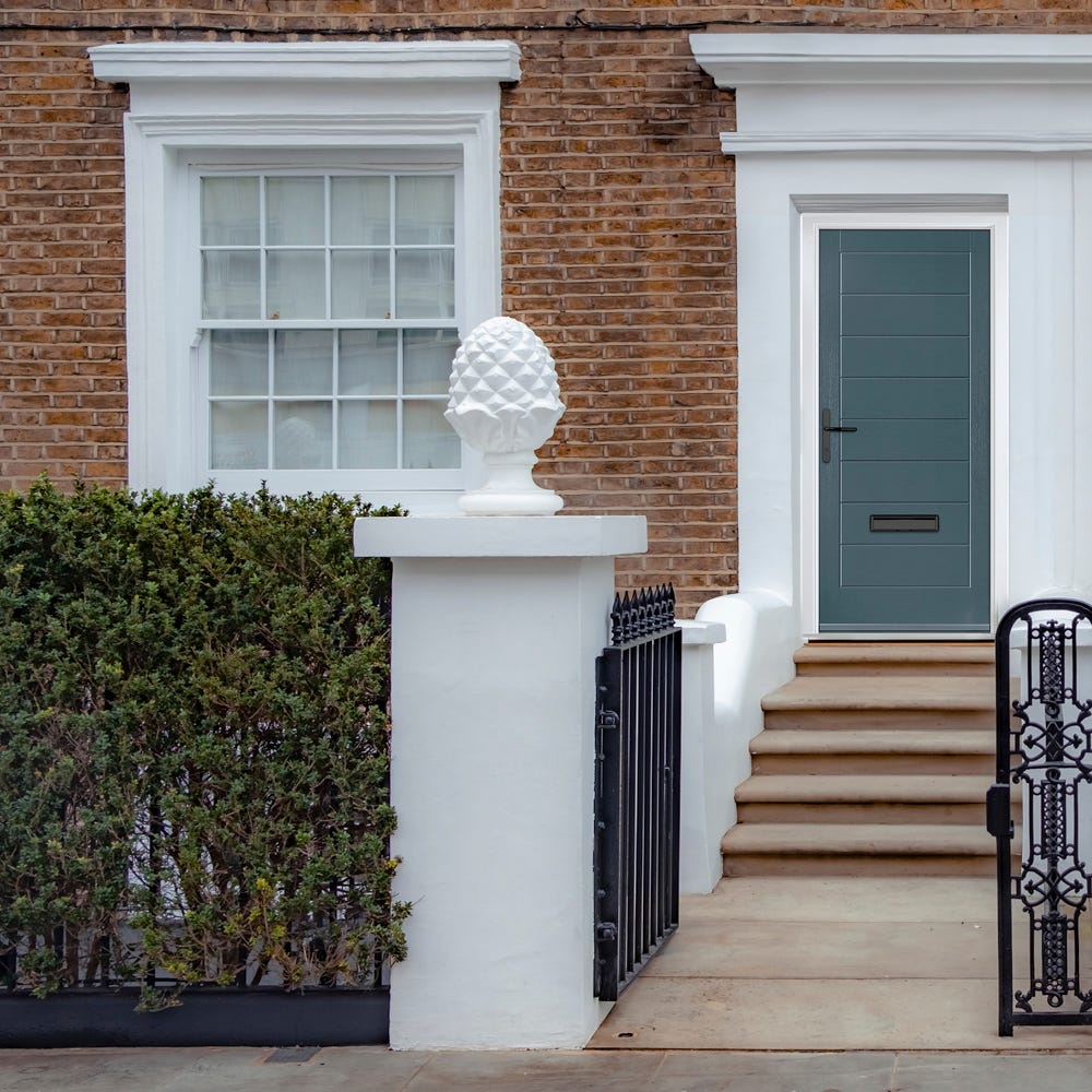 Crystal Monza Solid 8 Panel Slate Grey Composite Door Set 890 x 2090mm