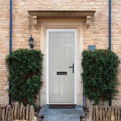 Crystal Muirfield Solid 6 Panel Agate Grey Composite Door Set 890 x 2090mm