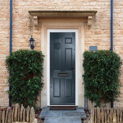Crystal Muirfield Solid 6 Panel Anthracite Composite Door Set 920 x 2090mm