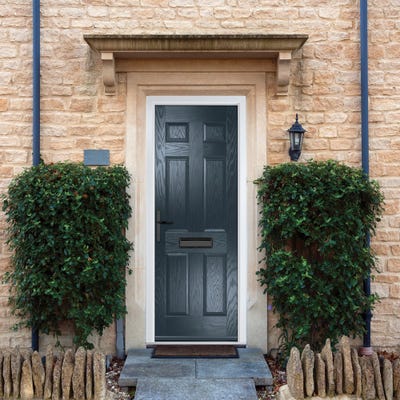 Crystal Muirfield Solid 6 Panel Anthracite Composite Door Set 890 x 2090mm