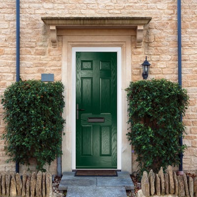 Crystal Muirfield Solid 6 Panel Green Composite Door Set 920 x 2090mm