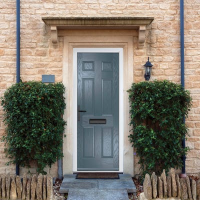 Crystal Muirfield Solid 6 Panel Slate Grey Composite Door Set 920 x 2090mm