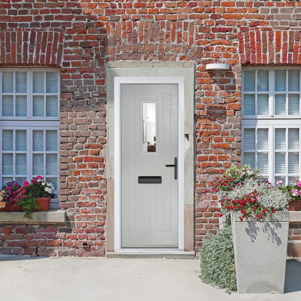 Crystal Sunningdale 1L Clear Agate Grey Composite Door Set 890 x 2090mm